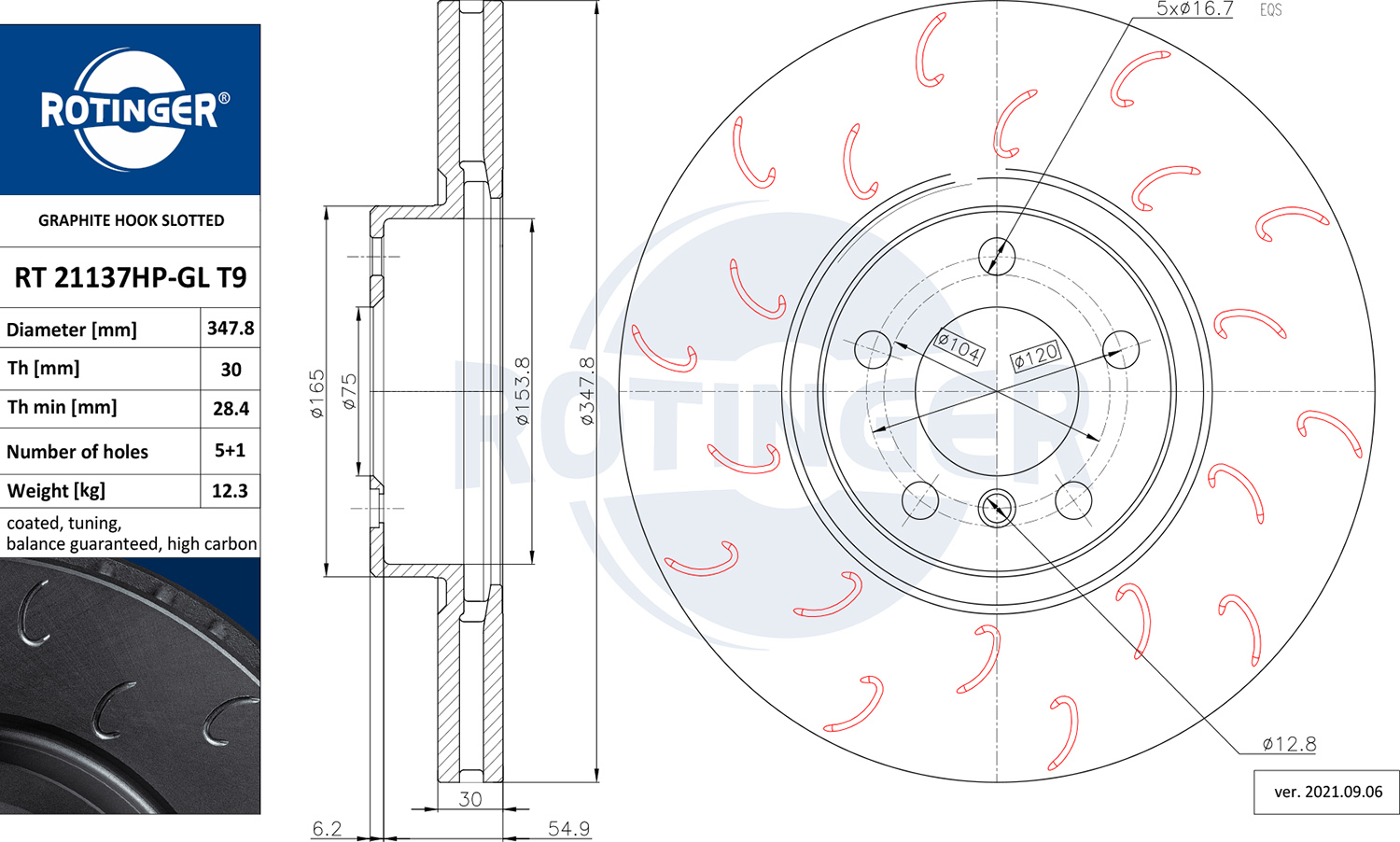 ROTINGER Féktárcsa, mind RT21137HP-GLT9_ROT